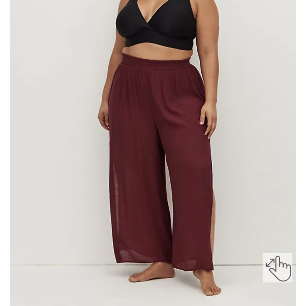 Torrid Zinfandel Crepe Side Slit Coverup Pant, size 2, NWT